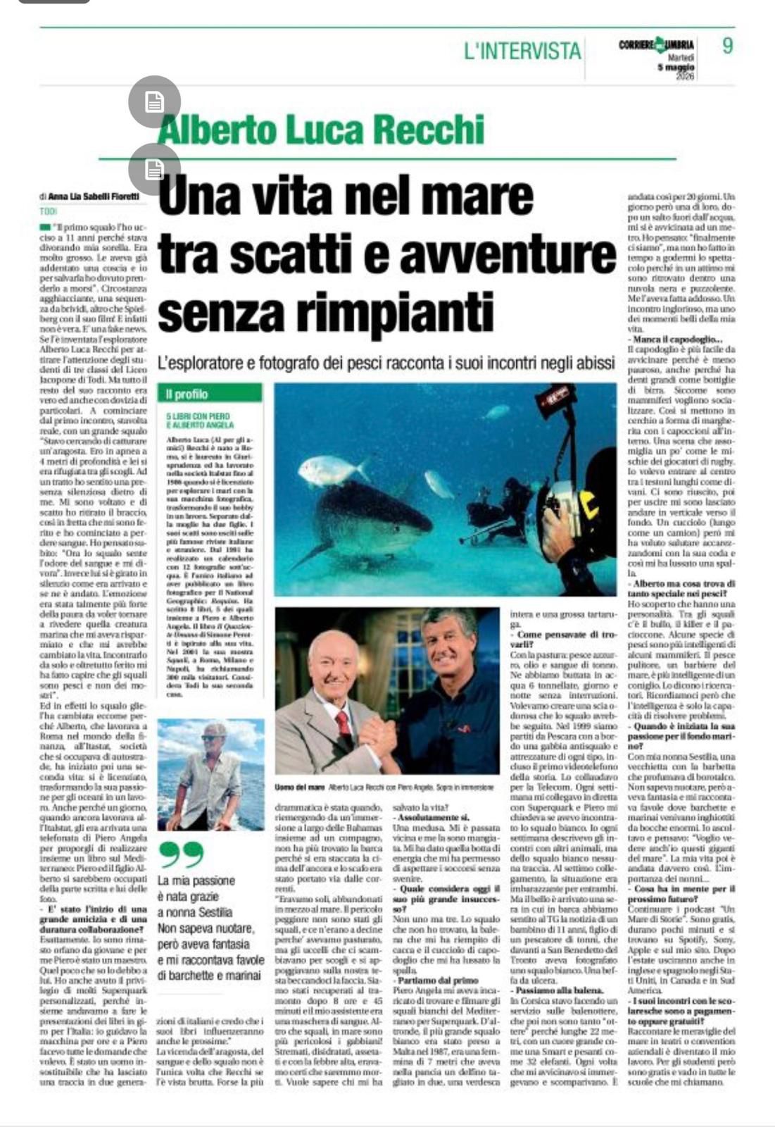 Una vita nel mare tra scatti e avventure senza rimpianti – Corriere Dell’Umbria 05/05/2026
